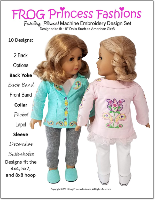 Paisley, Please! Jacket 18  Doll Machine Embroidery Design Online Sale