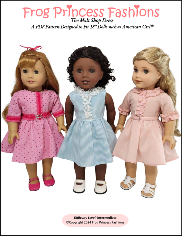 Malt Shop Dress 18  Doll Clothes Pattern Online