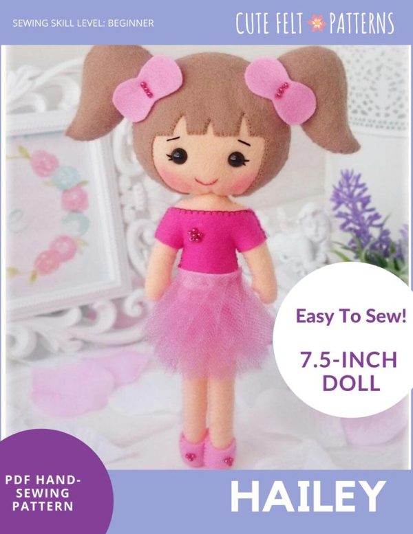 Hailey 7.5  Felt Doll Hand Sewing Pattern Online Hot Sale