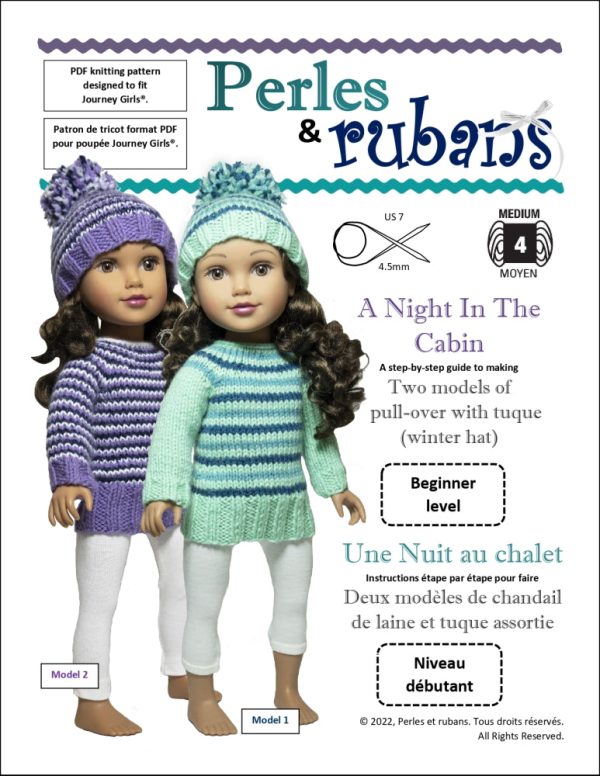 A Night in the Cabin Knitting Pattern for 18  SLIM dolls such as Journey Girls Online